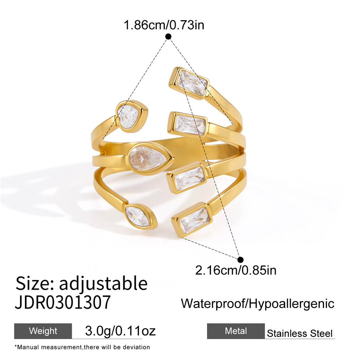 Gold Cubic Zirconia Ring — gold ring, view 7