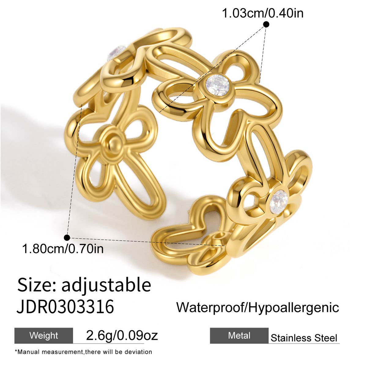 Hollow Flower Statement Ring — ring, view 4