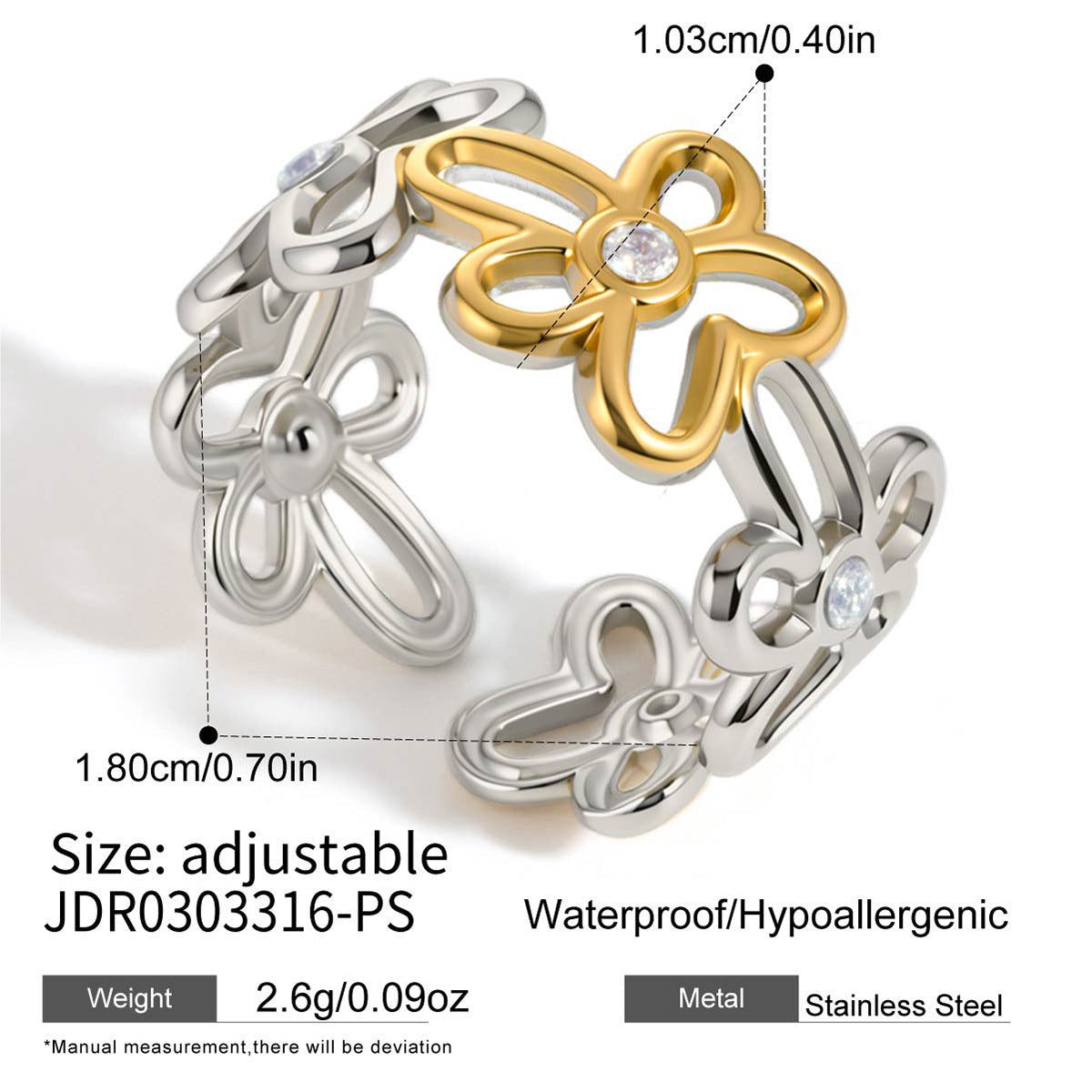 Hollow Flower Statement Ring — ring, view 5