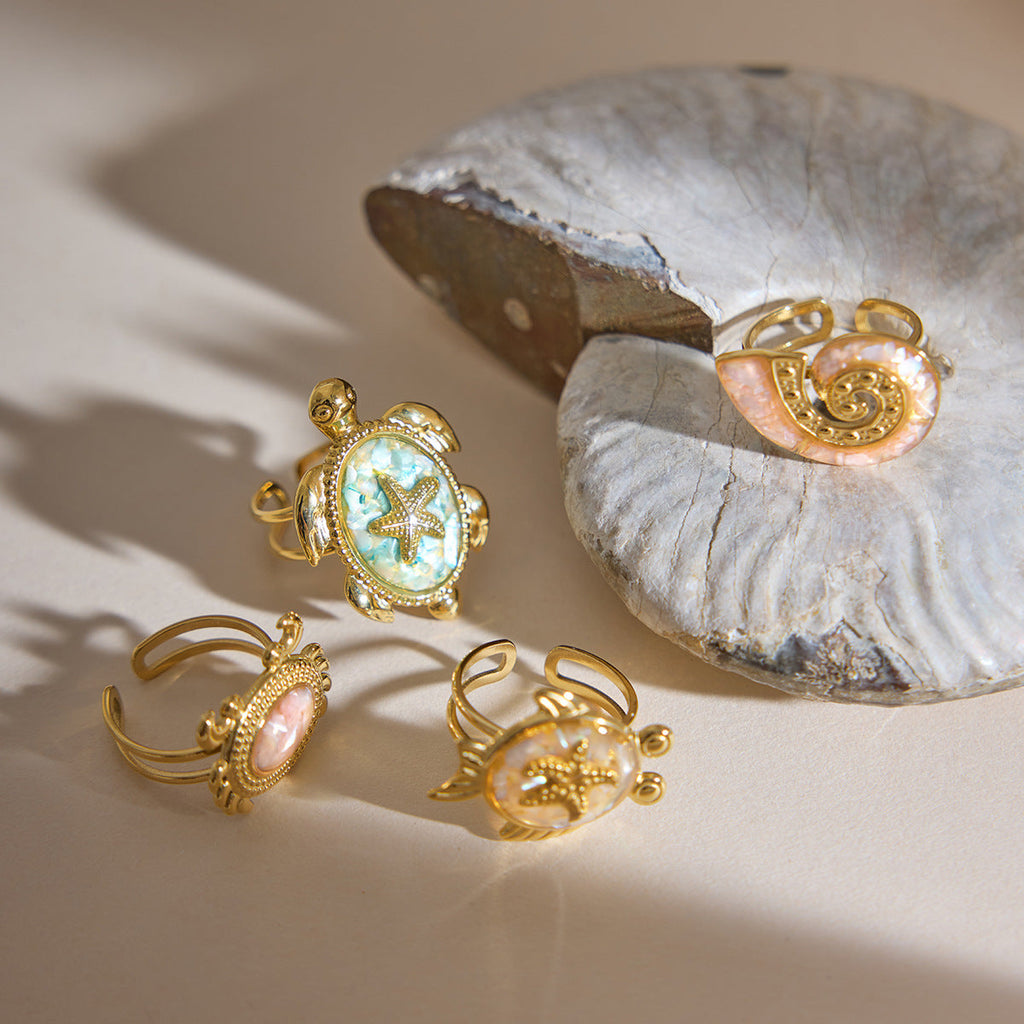 Ocean Animal Charm Ring — gold ring, view 2