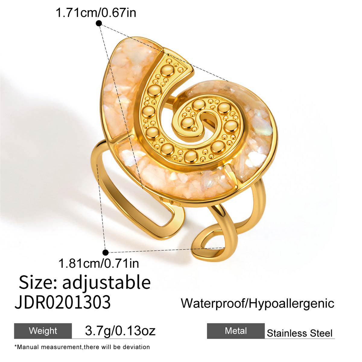 Ocean Animal Charm Ring — gold ring, view 3