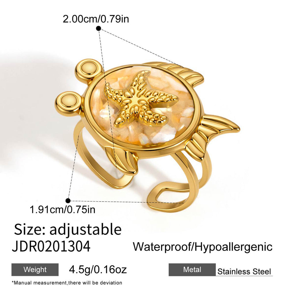Ocean Animal Charm Ring — gold ring, view 4