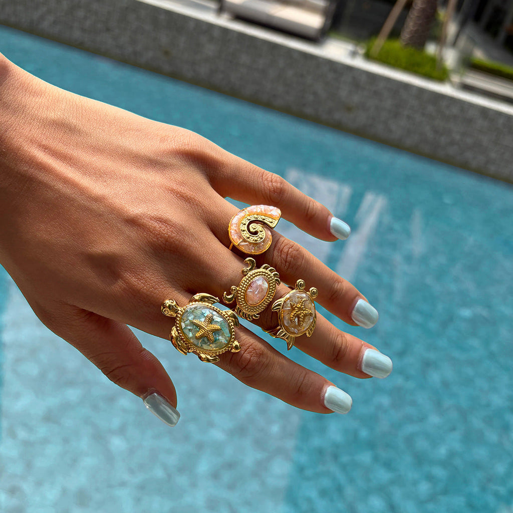 Ocean Animal Charm Ring — gold ring, view 7