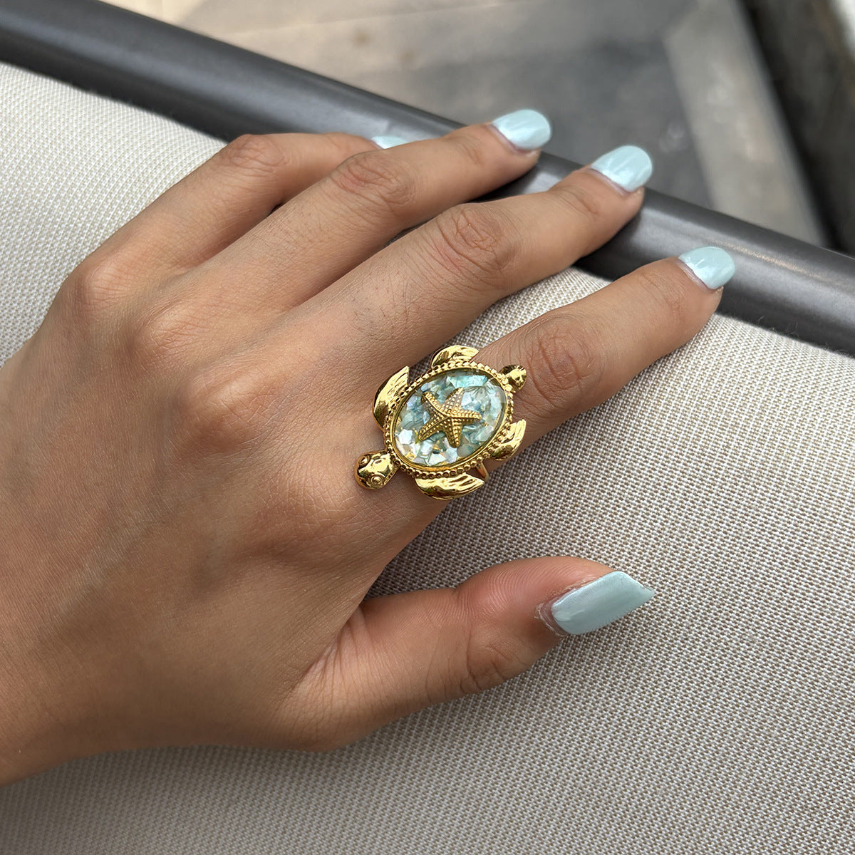 Ocean Animal Charm Ring — gold ring, view 11
