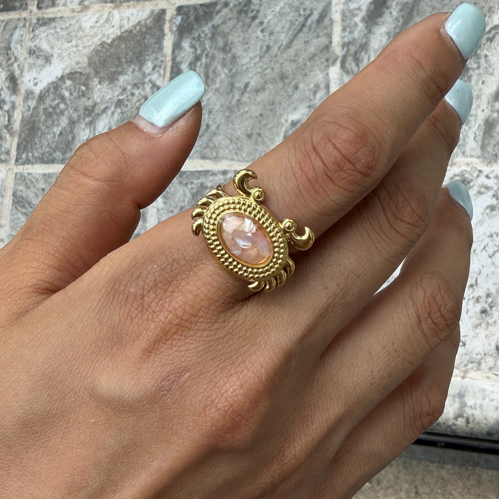 Ocean Animal Charm Ring — gold ring, view 12