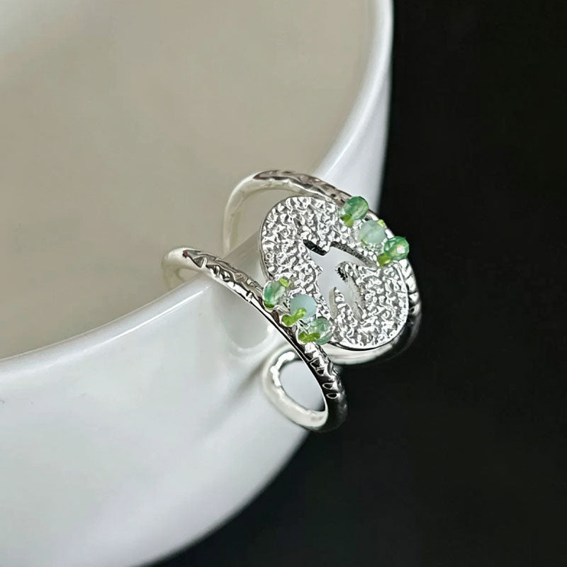 Beaded Hollow-Out Open Ring — ring, view 3