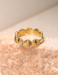 Shell Accent Statement Band Ring — gold ring