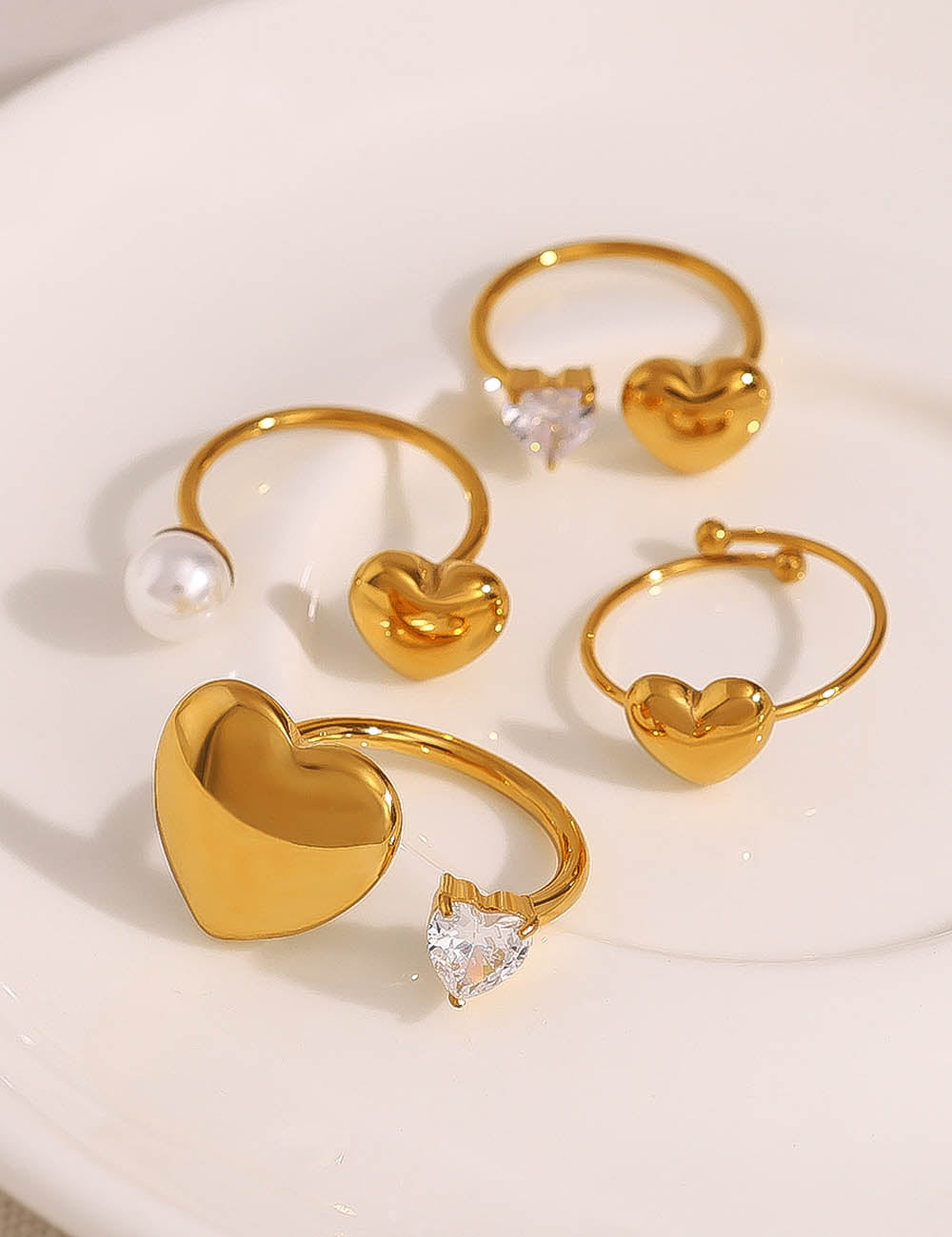 Gold-Tone Pearl Heart Ring — ring
