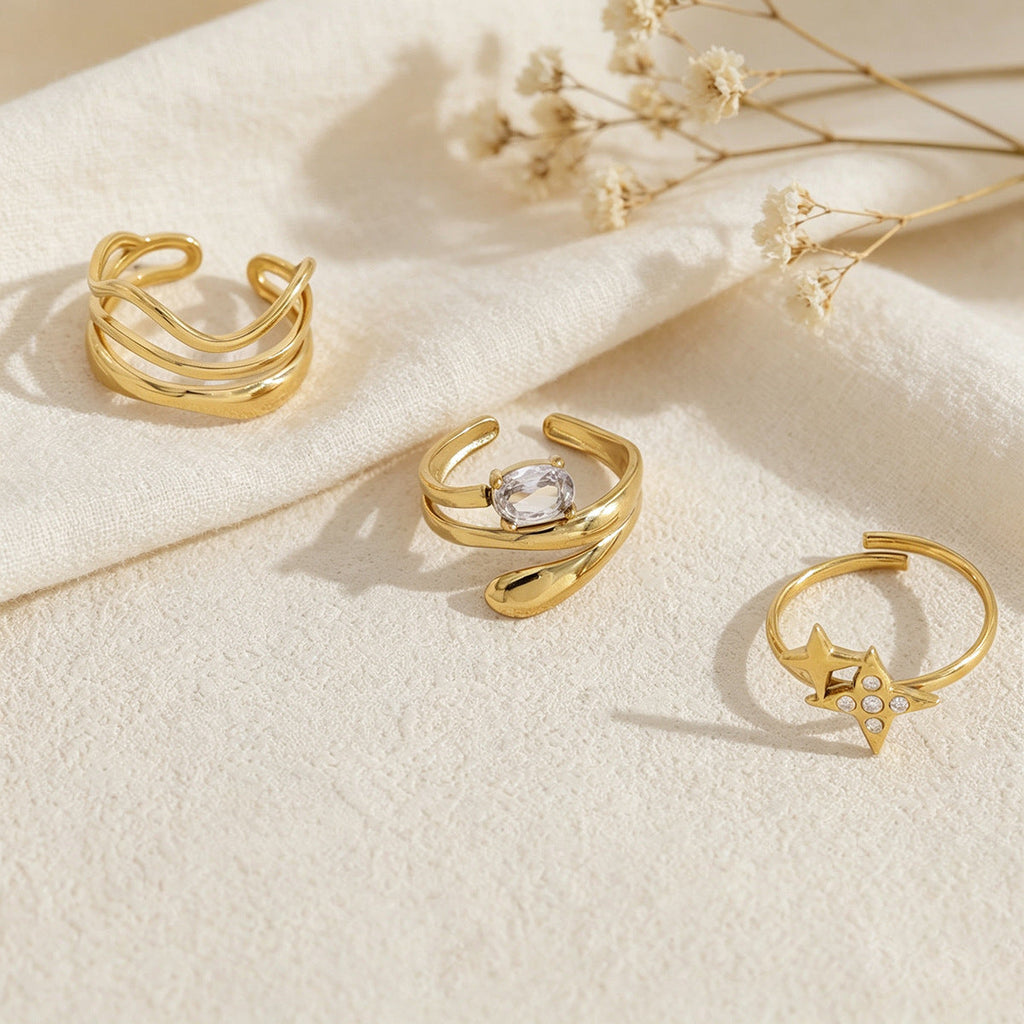 Geometric Statement Band Ring — gold ring, view 2