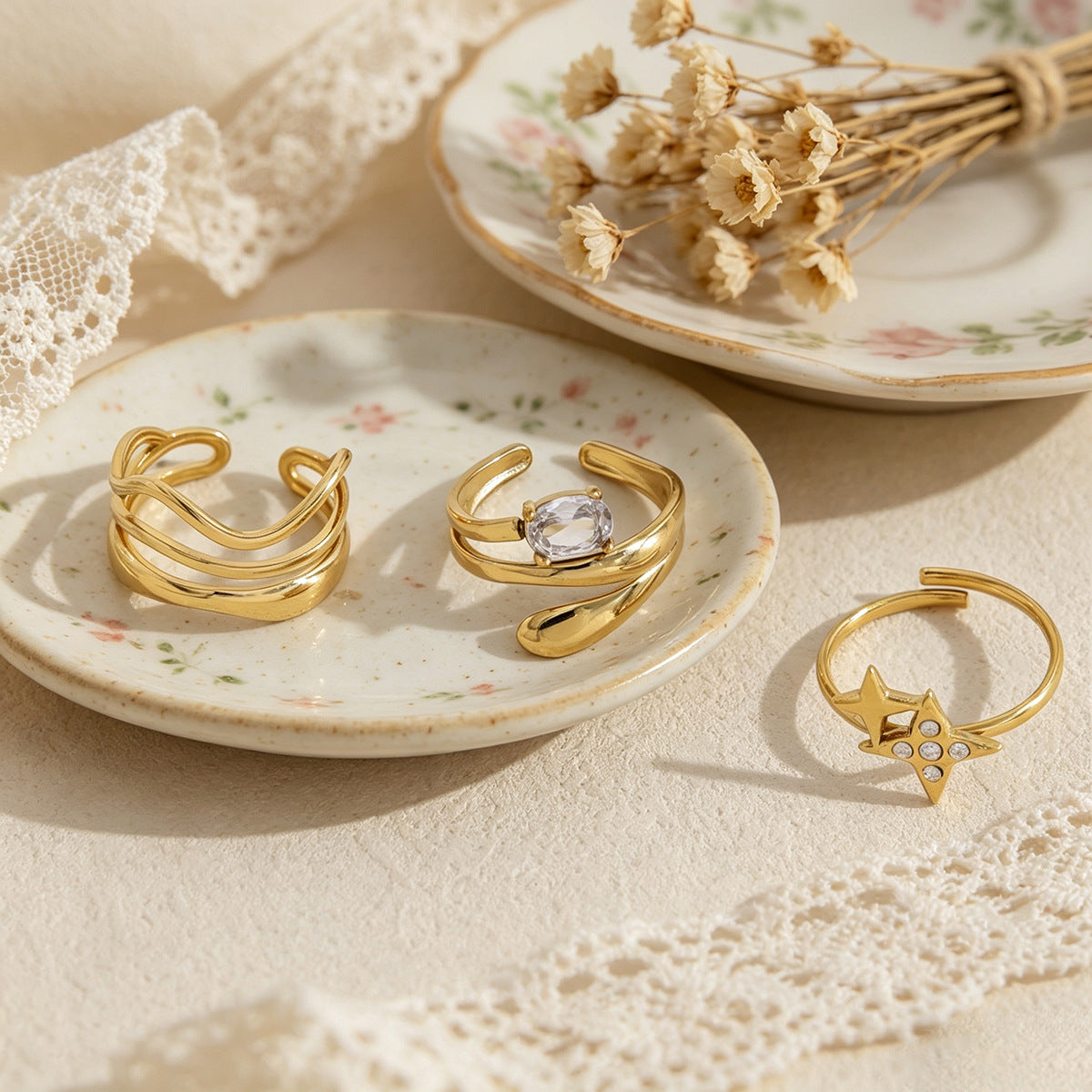 Geometric Statement Band Ring — gold ring, view 3