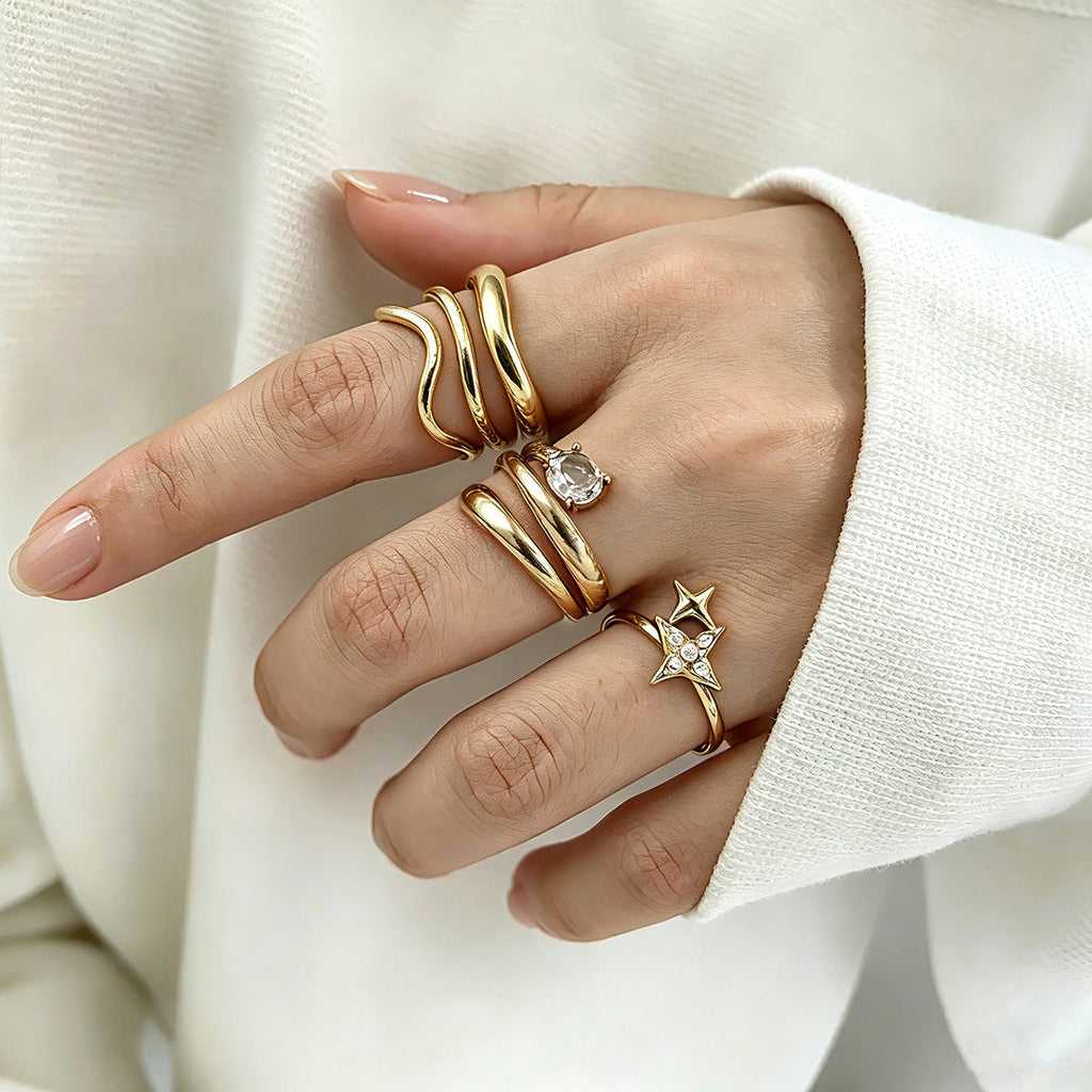 Geometric Statement Band Ring — gold ring, view 4