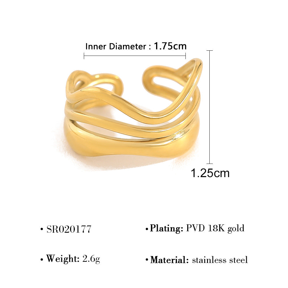 Geometric Statement Band Ring — gold ring, view 5