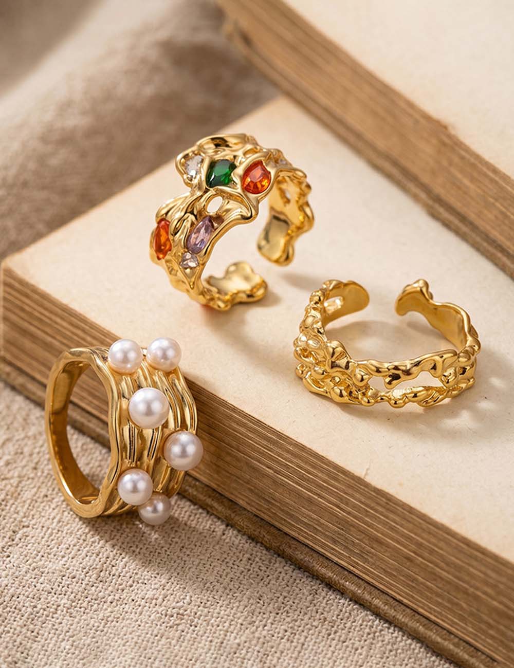 Layered Cubic Zirconia Ring — gold ring