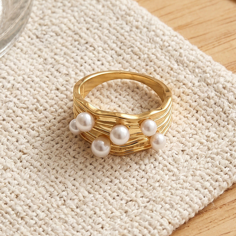 Layered Cubic Zirconia Ring — gold ring, view 3