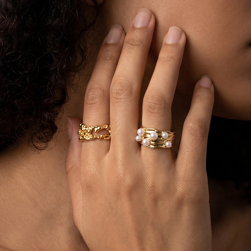 Layered Cubic Zirconia Ring — gold ring, view 7