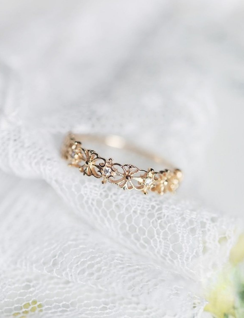 Flower Motif Statement Ring — gold ring