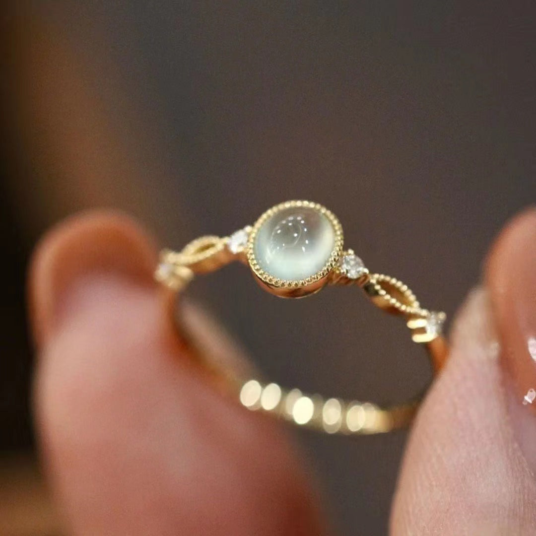 Chalcedony Cabochon Statement Ring — gold ring, view 3