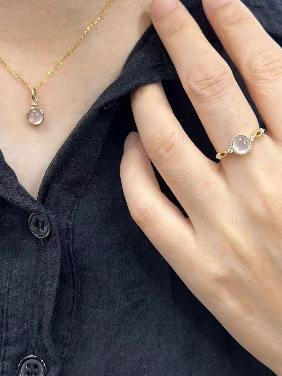 Chalcedony Cabochon Statement Ring — gold ring, view 6