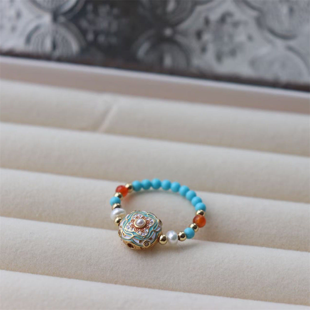 Beaded Pearl-Style Band Ring — ring, view 7