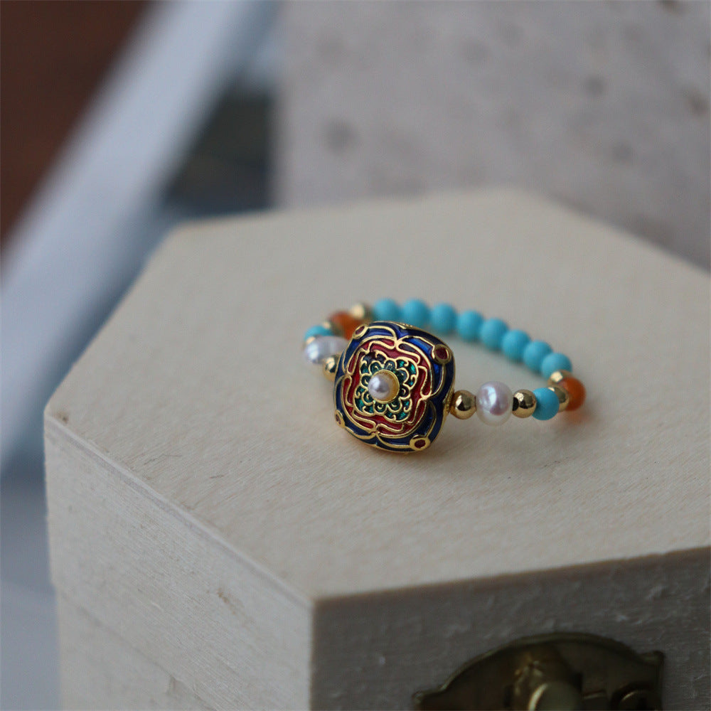 Beaded Pearl-Style Band Ring — ring, view 10