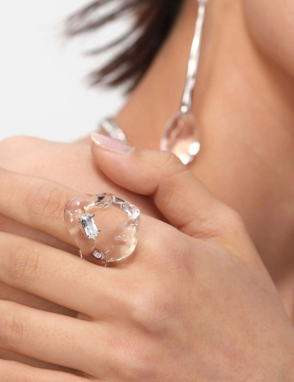 Crystal Hollow-Out Statement Ring — crystal ring