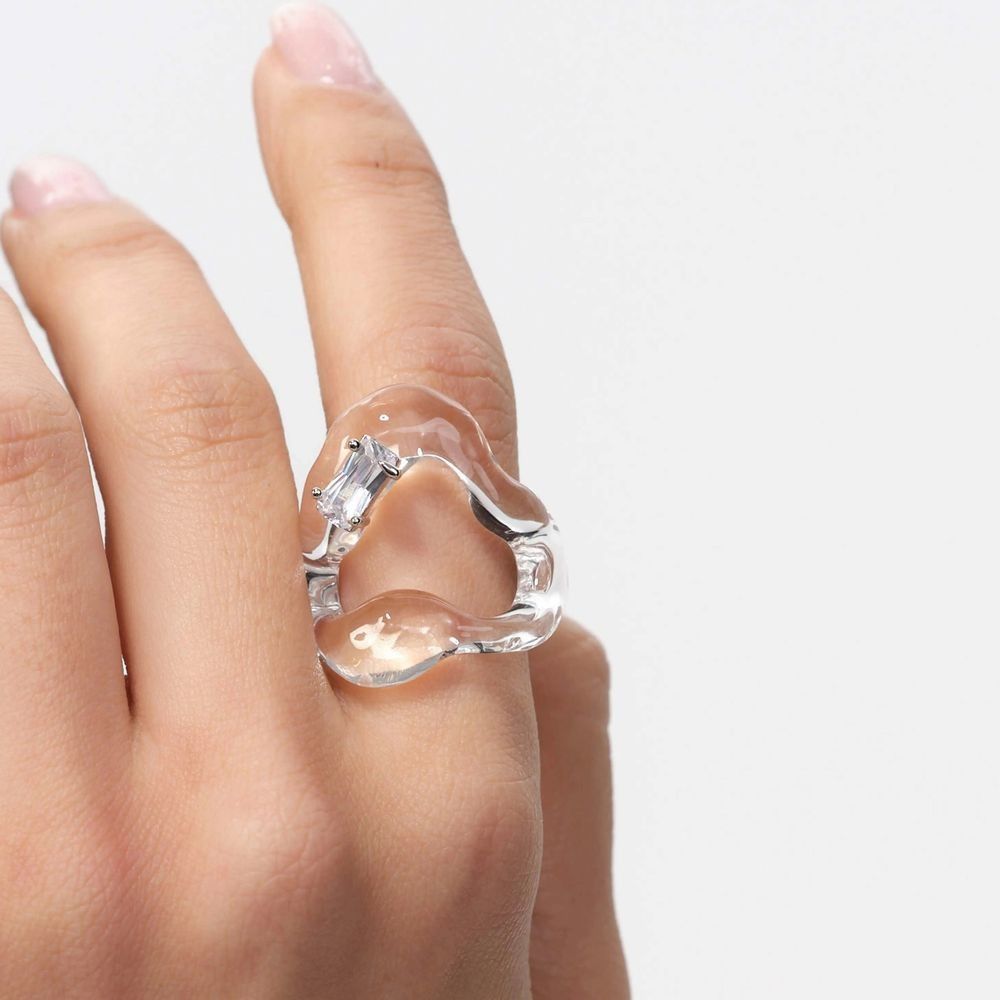 Crystal Hollow-Out Statement Ring — crystal ring, view 2