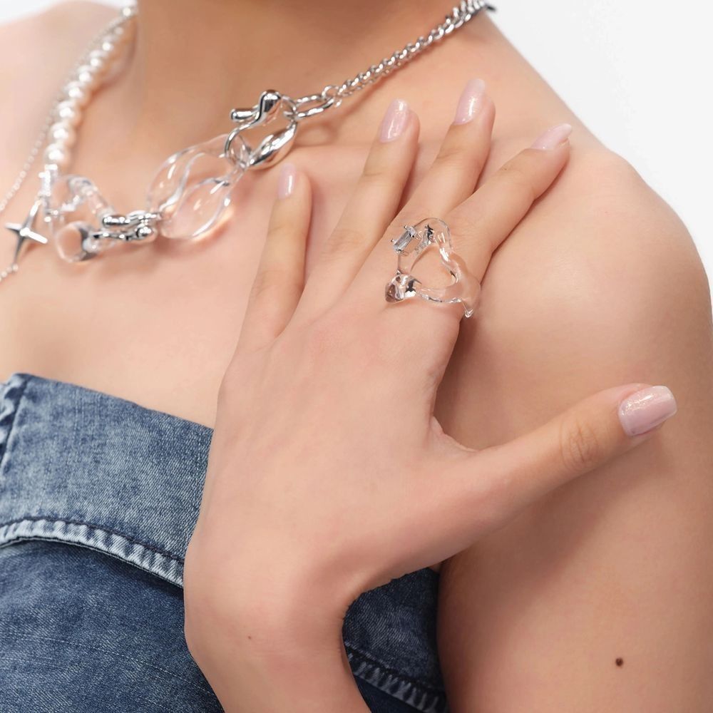 Crystal Hollow-Out Statement Ring — crystal ring, view 3