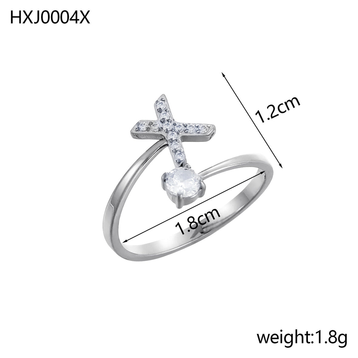 Rhinestone Initial Letter Open Ring — ring, view 47