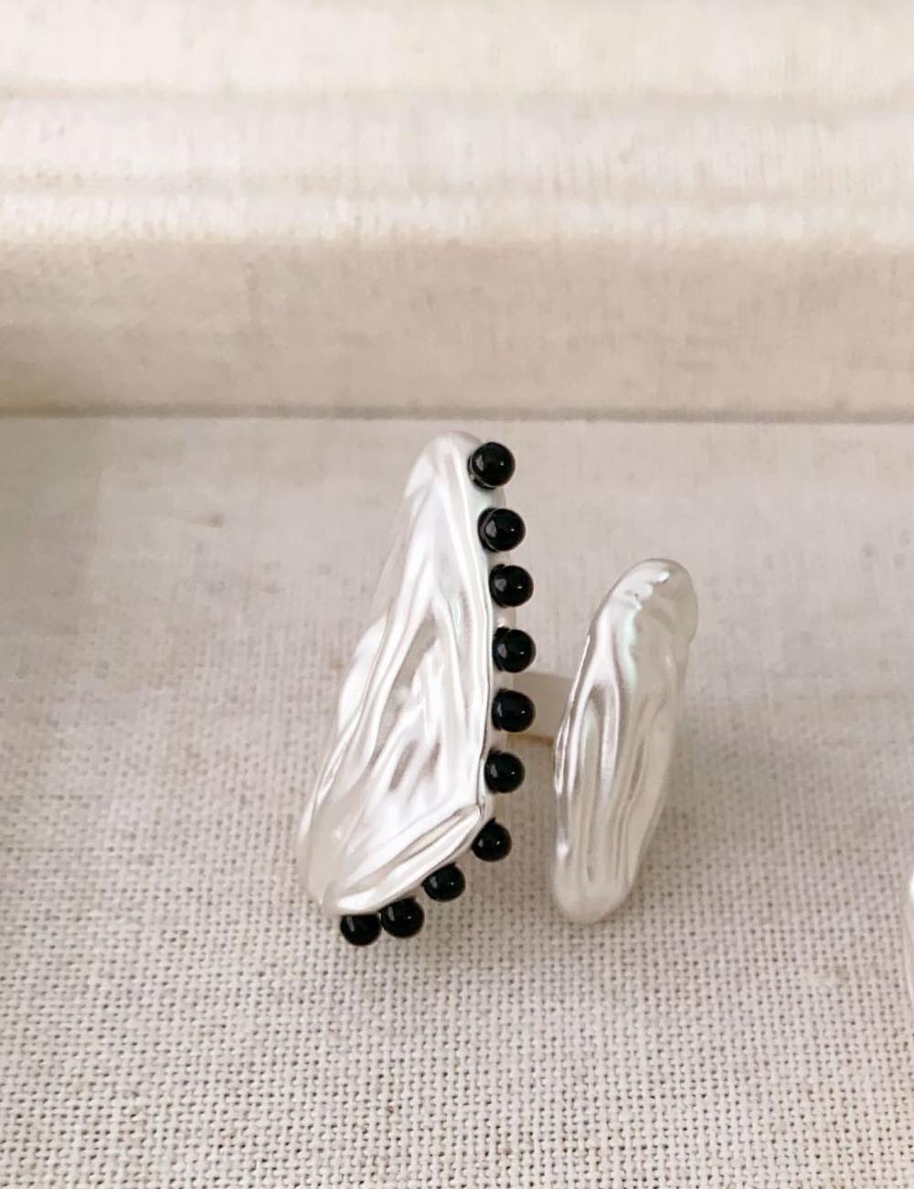 Ruched Texture Open Ring — silver ring