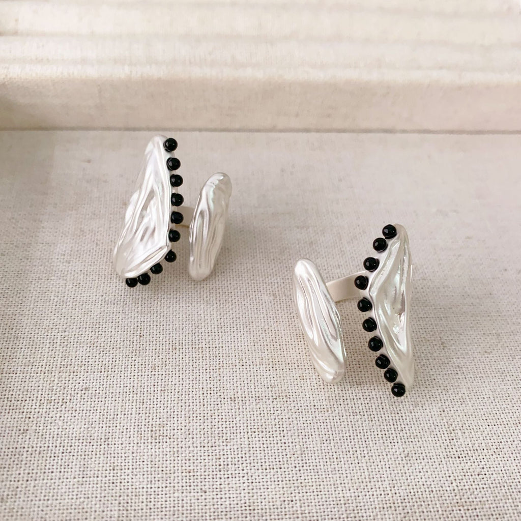 Ruched Texture Open Ring — silver ring, view 2