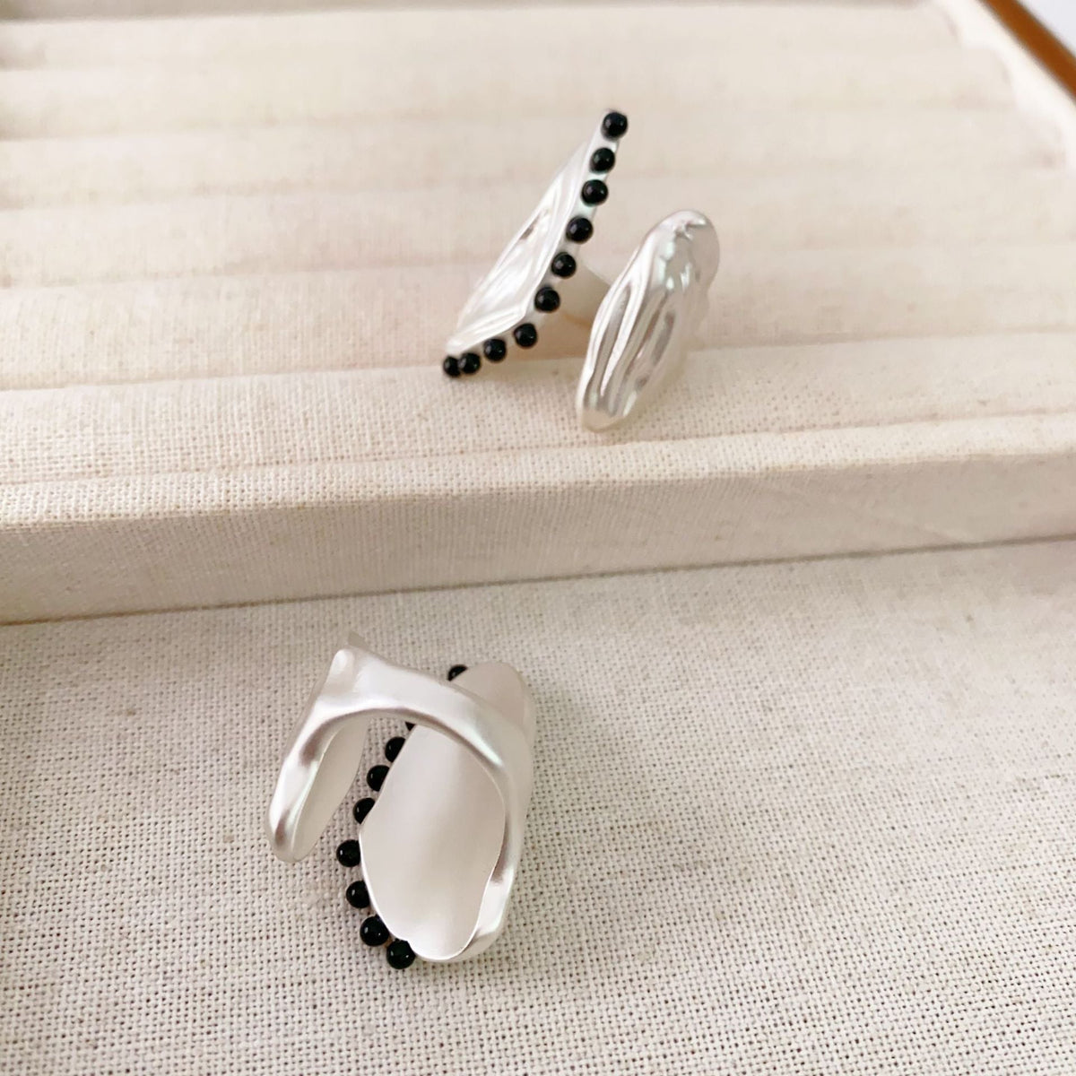 Ruched Texture Open Ring — silver ring, view 3