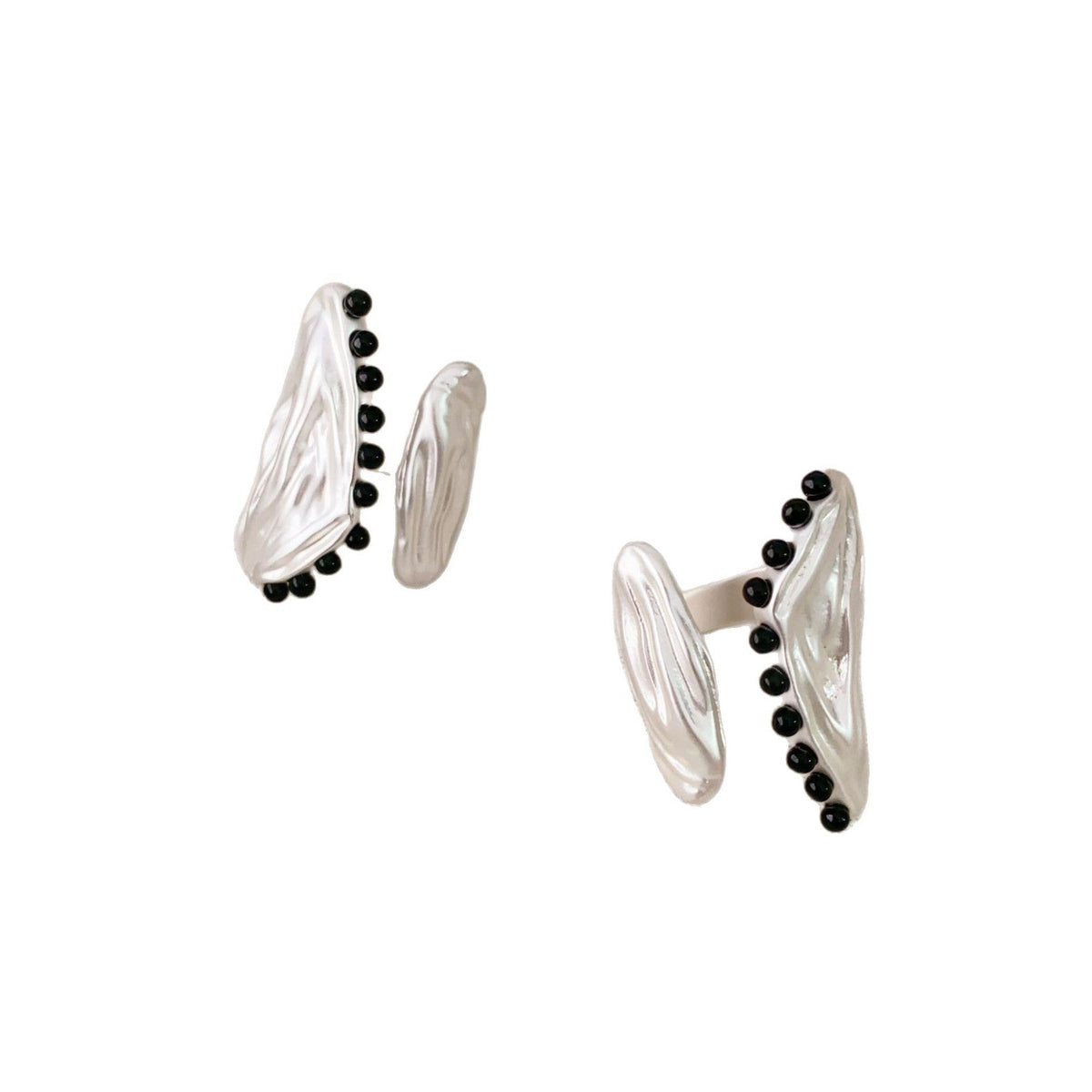 Ruched Texture Open Ring — silver ring, view 5