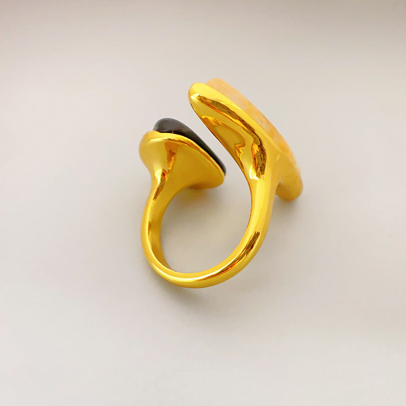 French Style Crystal Ring — gold ring, view 2