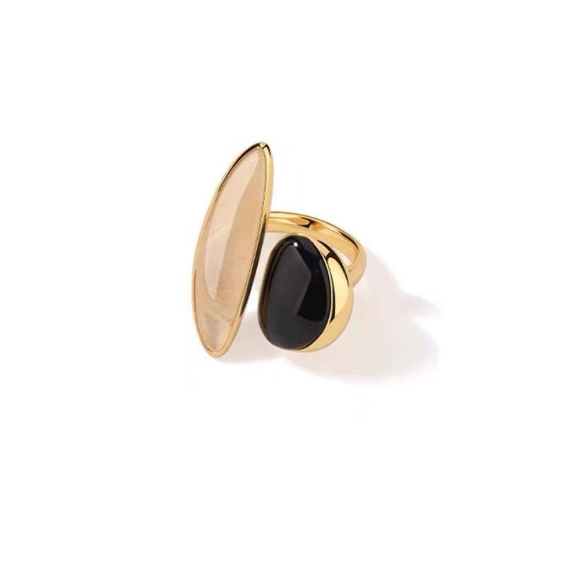 French Style Crystal Ring — gold ring, view 3