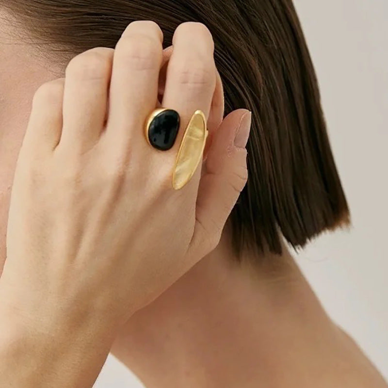 French Style Crystal Ring — gold ring, view 4