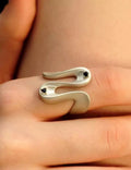 Wave-Shape Agate Accent Ring — white ring