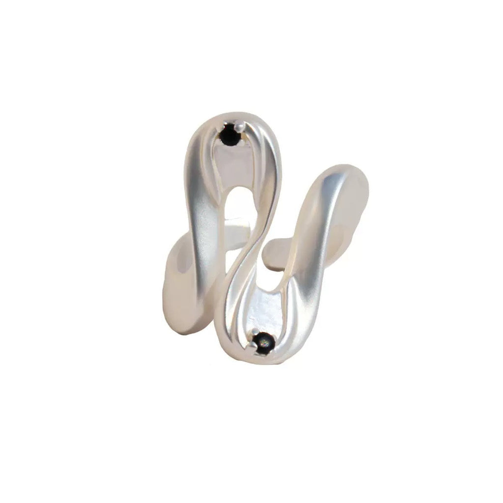 Wave-Shape Agate Accent Ring — white ring, view 5