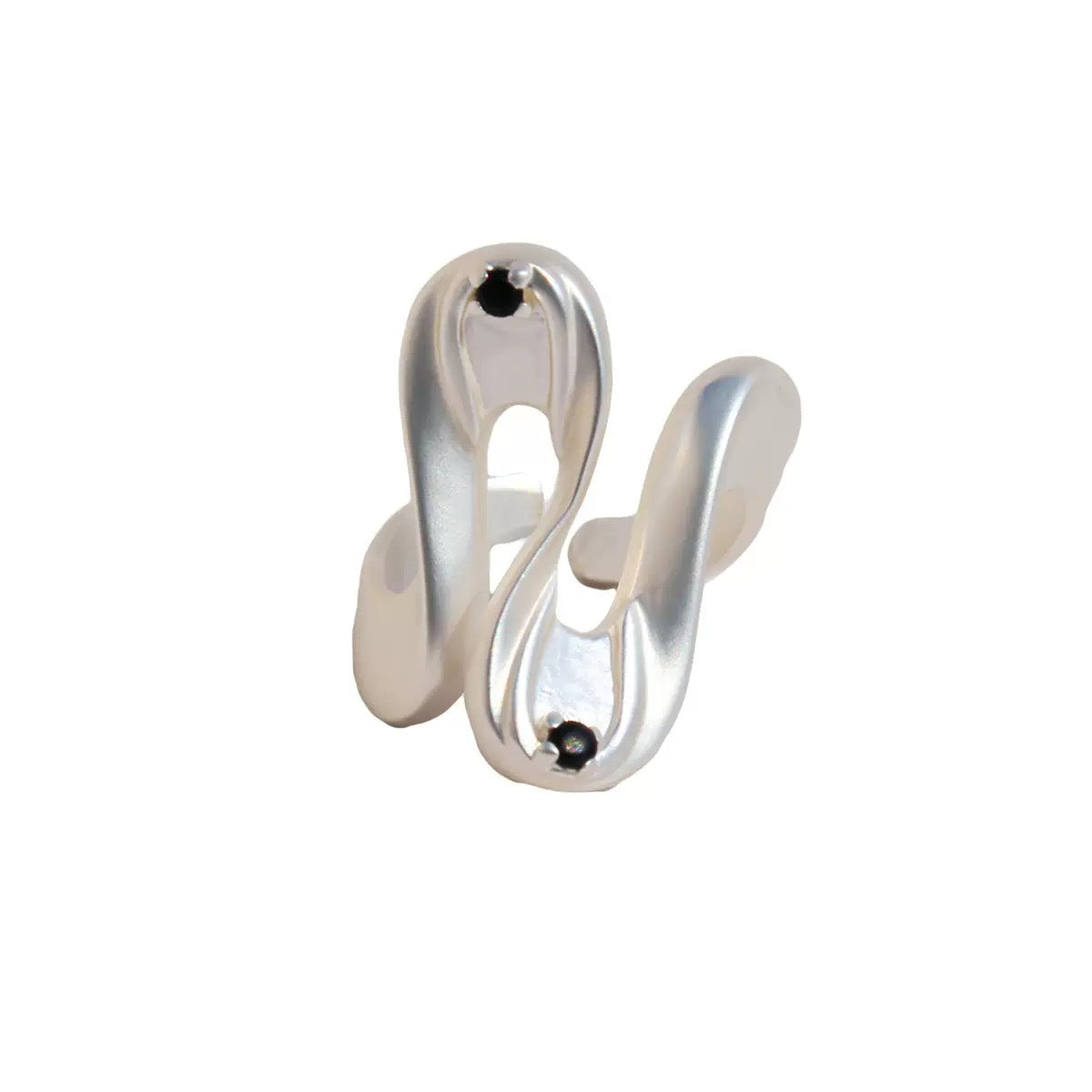 Wave-Shape Agate Accent Ring — white ring, view 5