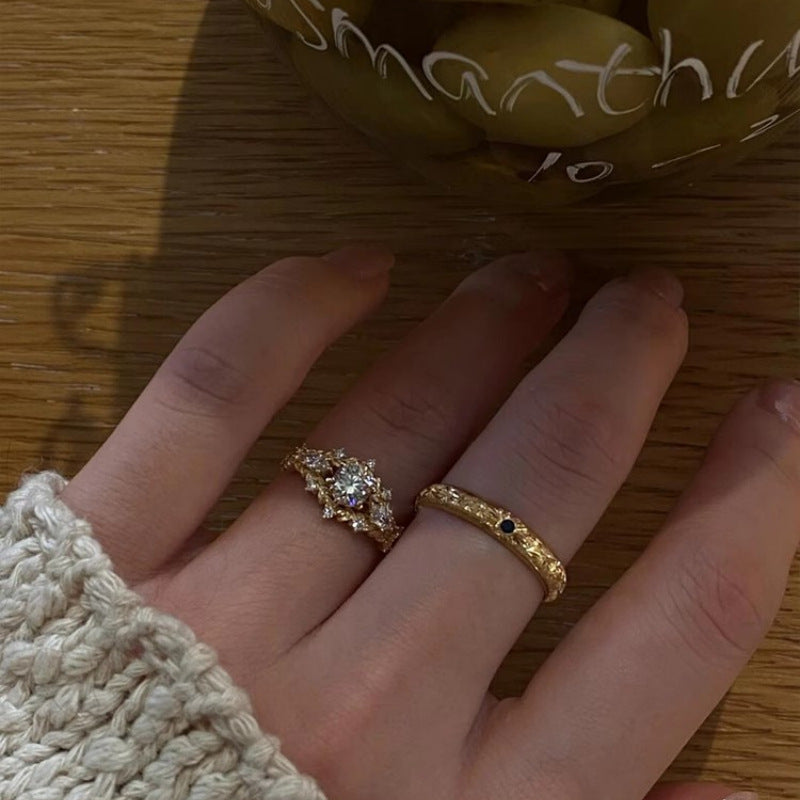 Geometric Zirconia Statement Ring — gold ring, view 2