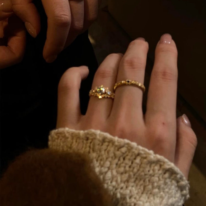 Geometric Zirconia Statement Ring — gold ring, view 4