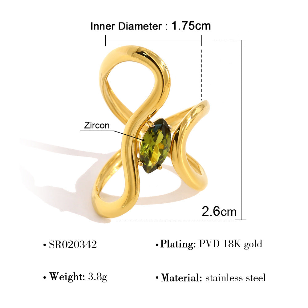 Exaggerated Floral Hollow-Out Ring — gold ring, view 7