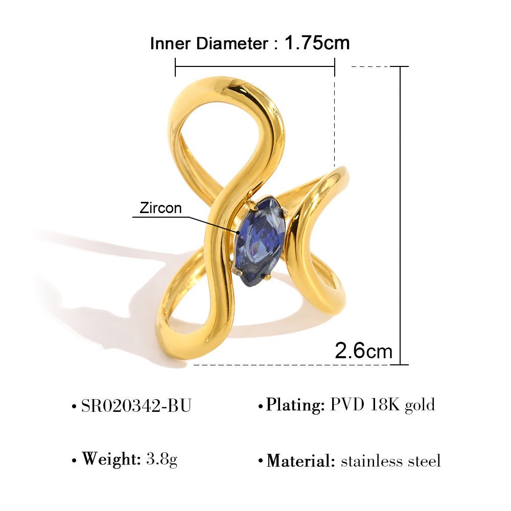 Exaggerated Floral Hollow-Out Ring — gold ring, view 8