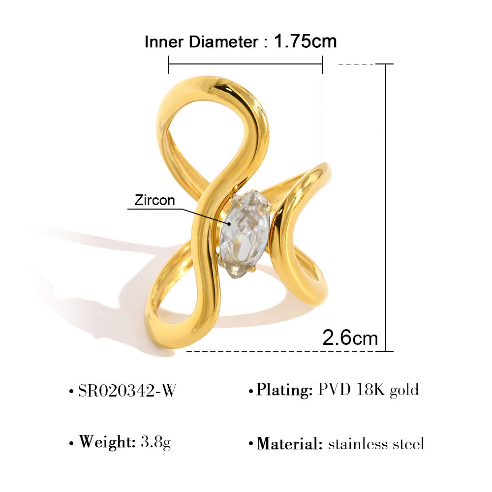 Exaggerated Floral Hollow-Out Ring — gold ring, view 9