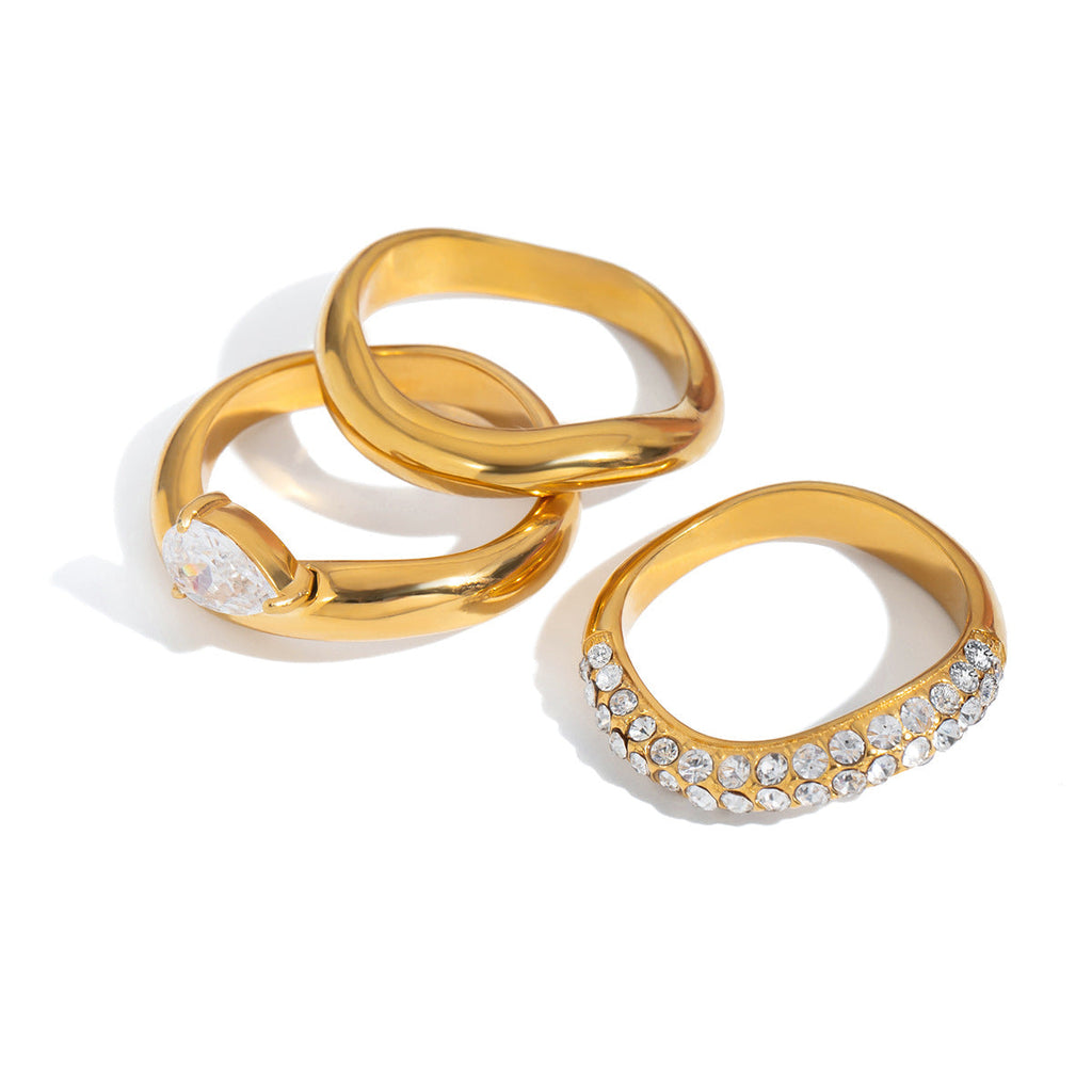 Twist Design Zirconia Ring — gold ring, view 4
