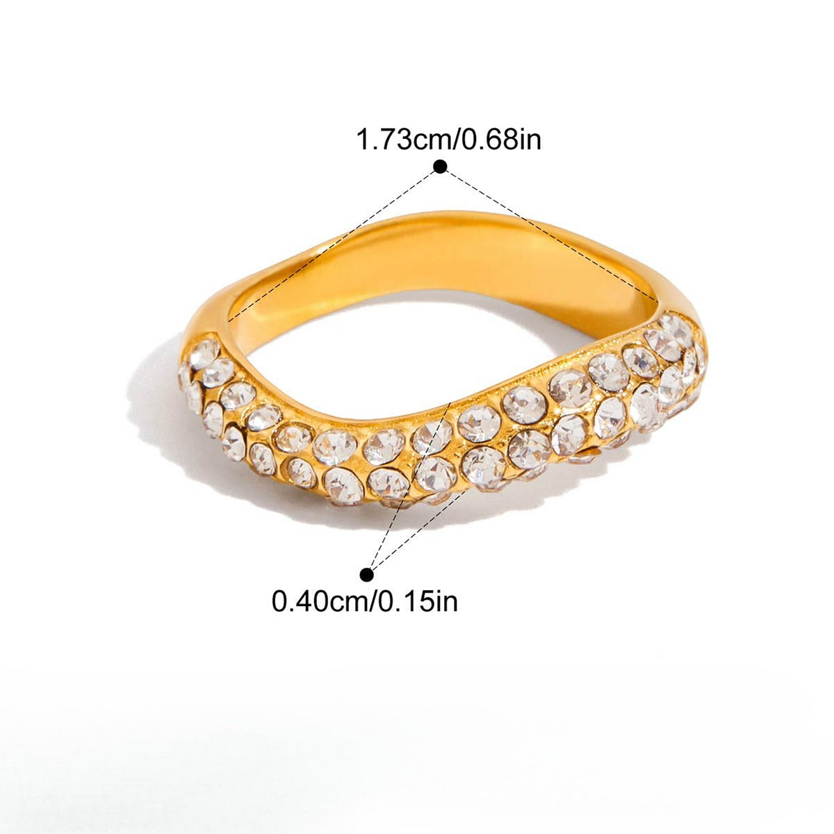 Twist Design Zirconia Ring — gold ring, view 5