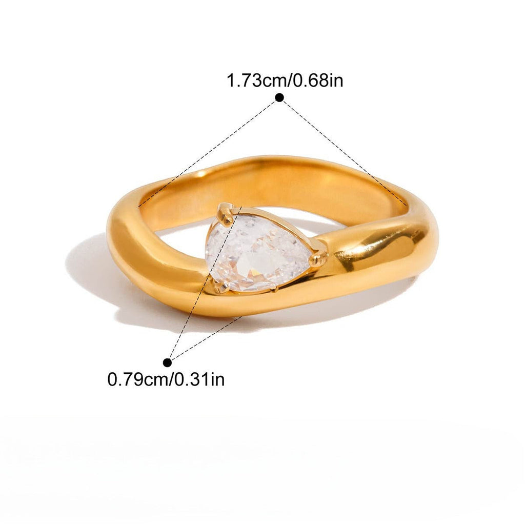 Twist Design Zirconia Ring — gold ring, view 7