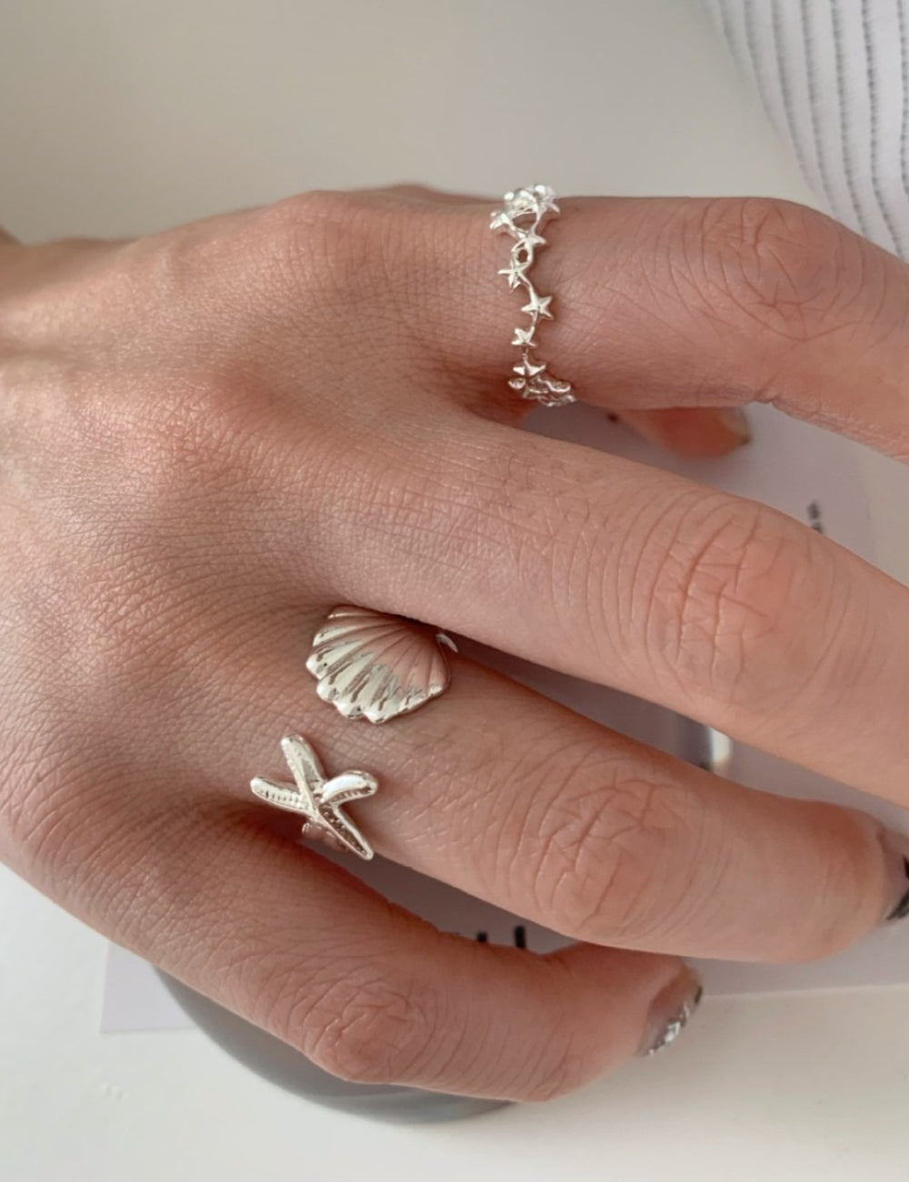 Starfish Statement Band Ring — silver ring