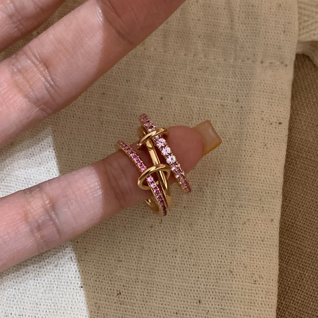 Gold-Tone Geometric Band Ring — gold ring, view 3