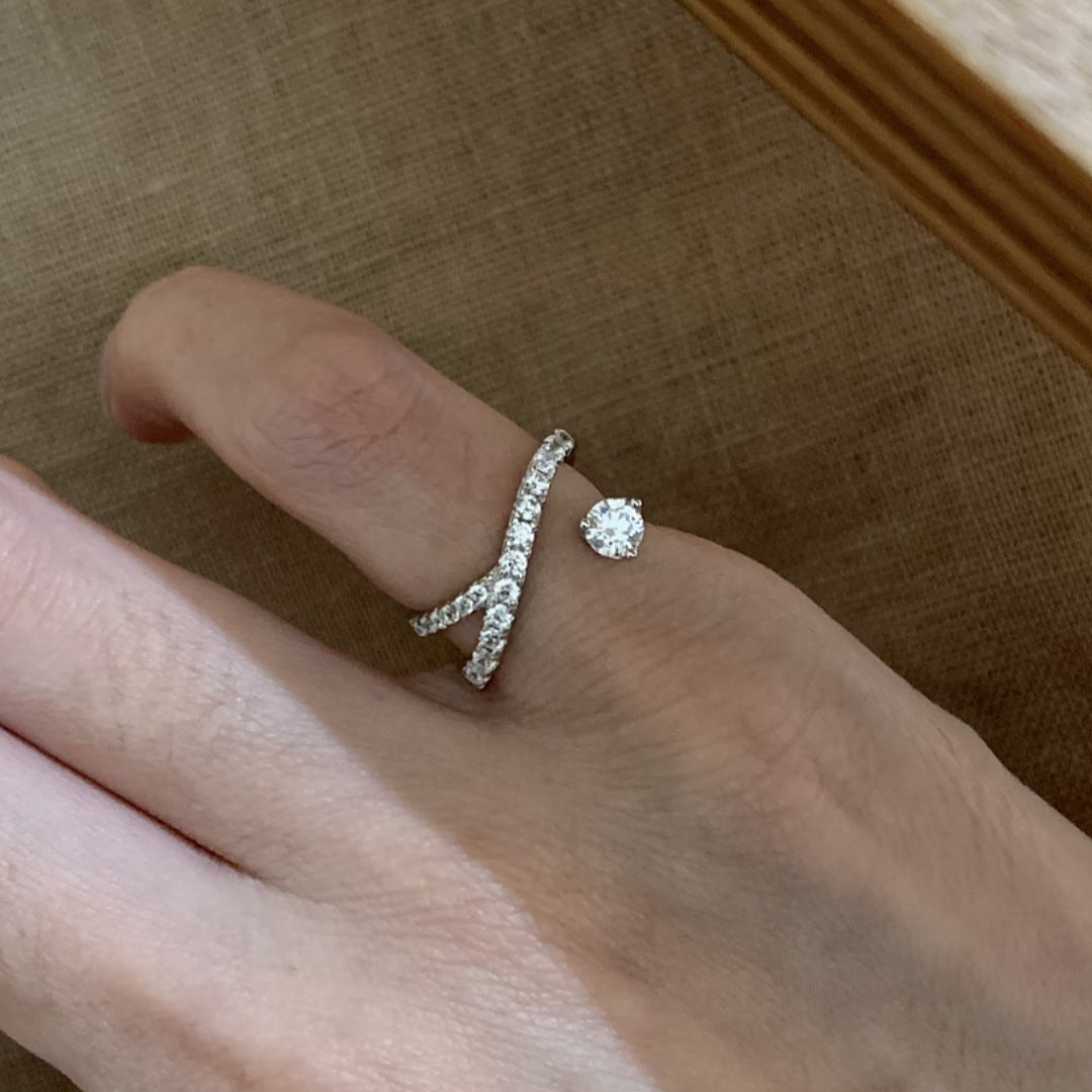Cross Motif Layered Open Ring — silver ring, view 2
