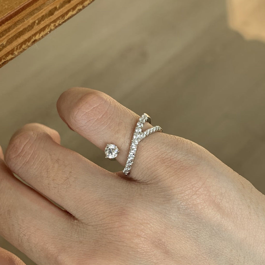 Cross Motif Layered Open Ring — silver ring, view 4